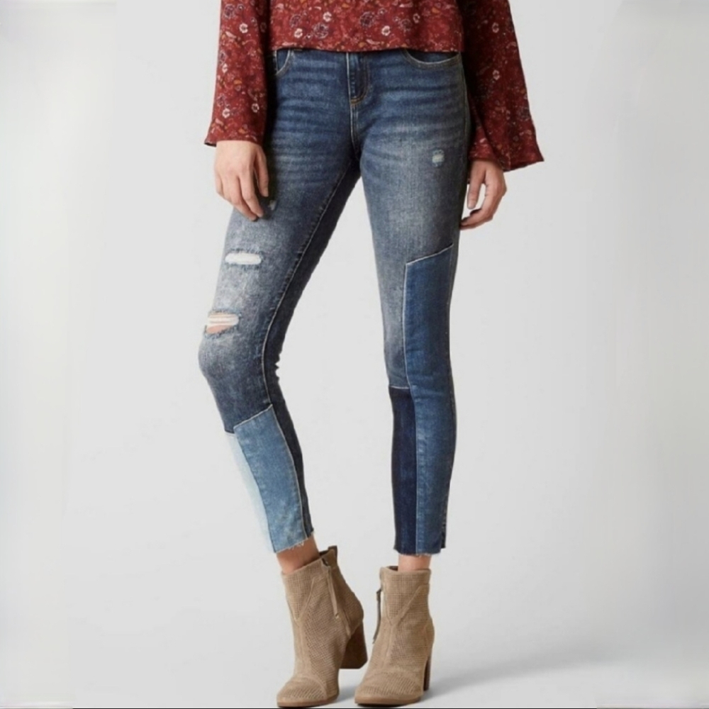 Miss Me Patchwork Out Of Sight Ankle Skinny Jeans - Rare - Picture 2 of 10